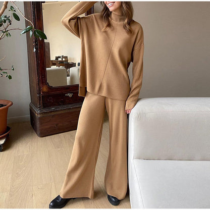 Women's Knit Two-Piece Set — Turtleneck & Wide Leg Trousers 6