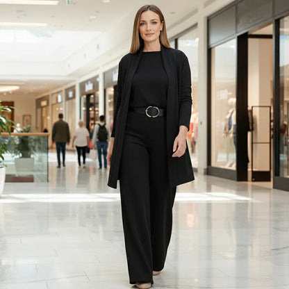 Women's 3-Piece Set Cardigan, Top & Trousers — Elegant Style 2