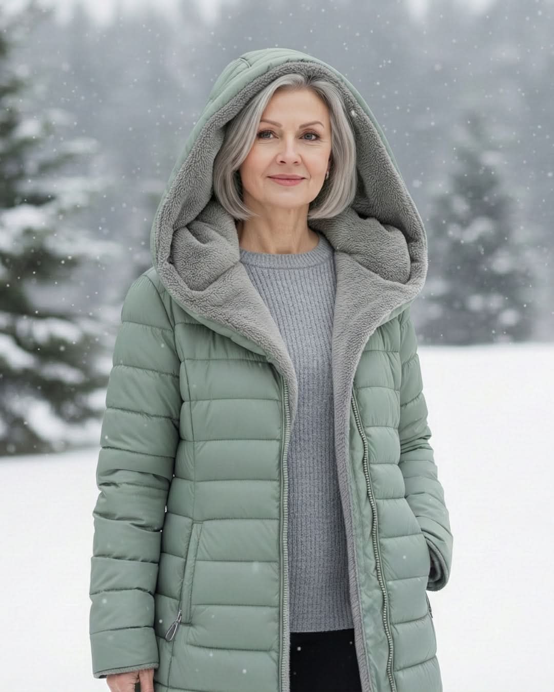 Women's Long Puffer Coat with Hood & Sherpa Lining 14