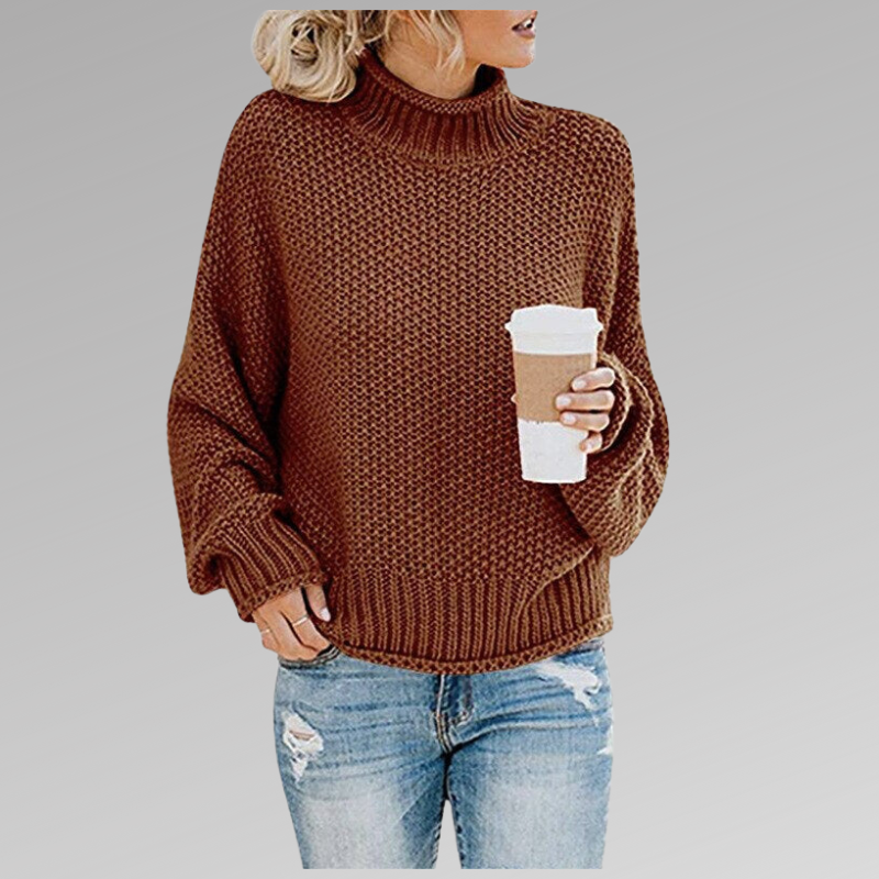 Women's Chunky Cable Knit Turtleneck Sweater — Relaxed Fit 4