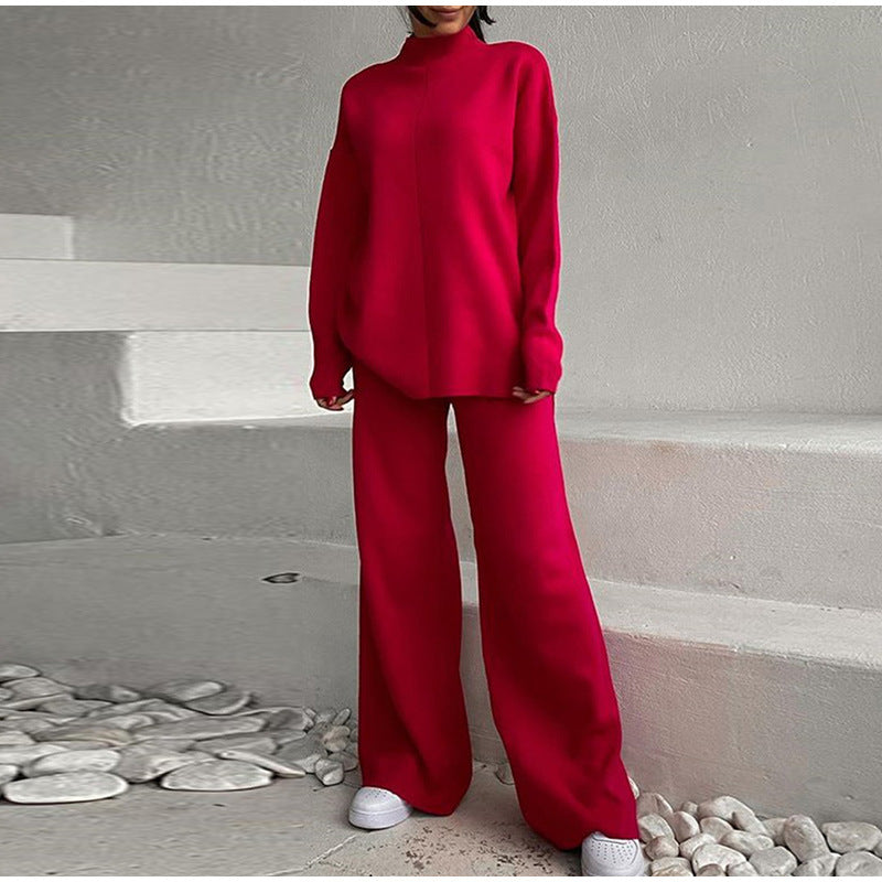 Women's Knit Two-Piece Set — Turtleneck & Wide Leg Trousers 7