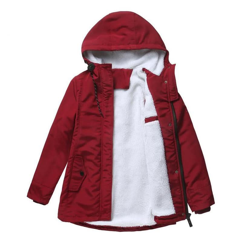 Women's Sherpa-Lined Hooded Parka — Drawstring & Flap Pockets 3