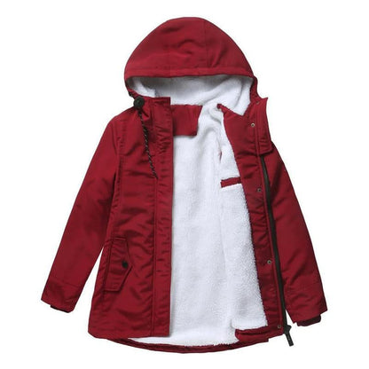 Women's Sherpa-Lined Hooded Parka — Drawstring & Flap Pockets 3