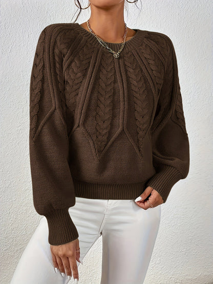 Women's Cable Knit Jumper with Balloon Sleeves — 11 Colors 18