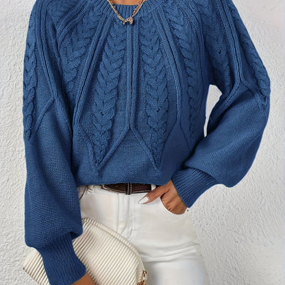 Women's Cable Knit Jumper with Balloon Sleeves — 11 Colors 8