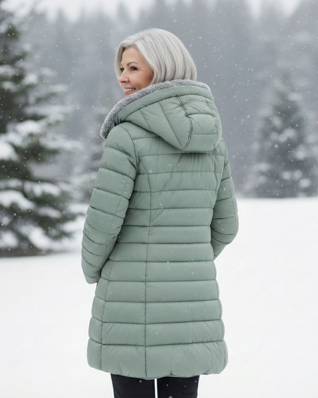 Women's Long Puffer Coat with Hood & Sherpa Lining 13