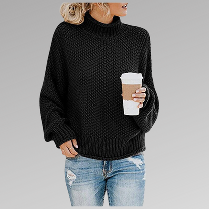 Women's Chunky Cable Knit Turtleneck Sweater — Relaxed Fit 3