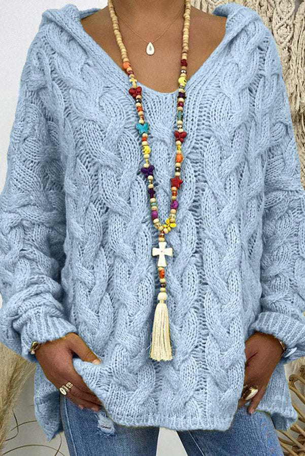 Cable Knit Hooded Pullover Sweater — Oversized Loose Fit 10