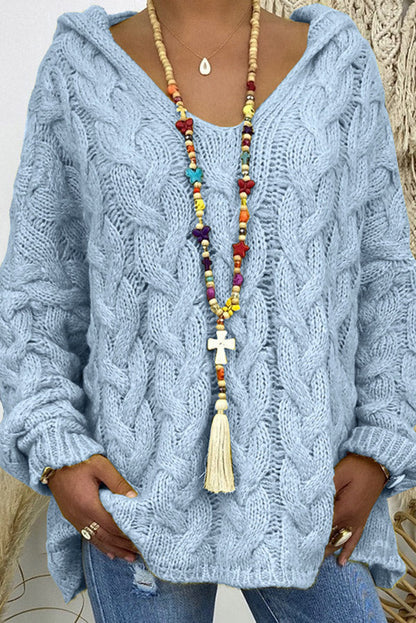 Cable Knit Hooded Pullover Sweater — Oversized Loose Fit 10