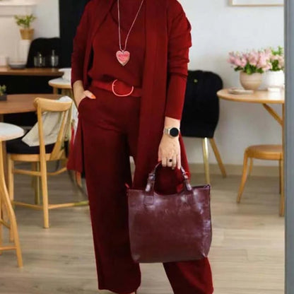 Women's 3-Piece Set Cardigan, Top & Trousers — Elegant Style 7