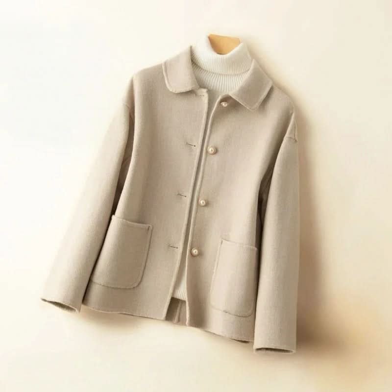 Pure Cashmere Short Coat Women — Elegant Doll Collar 2