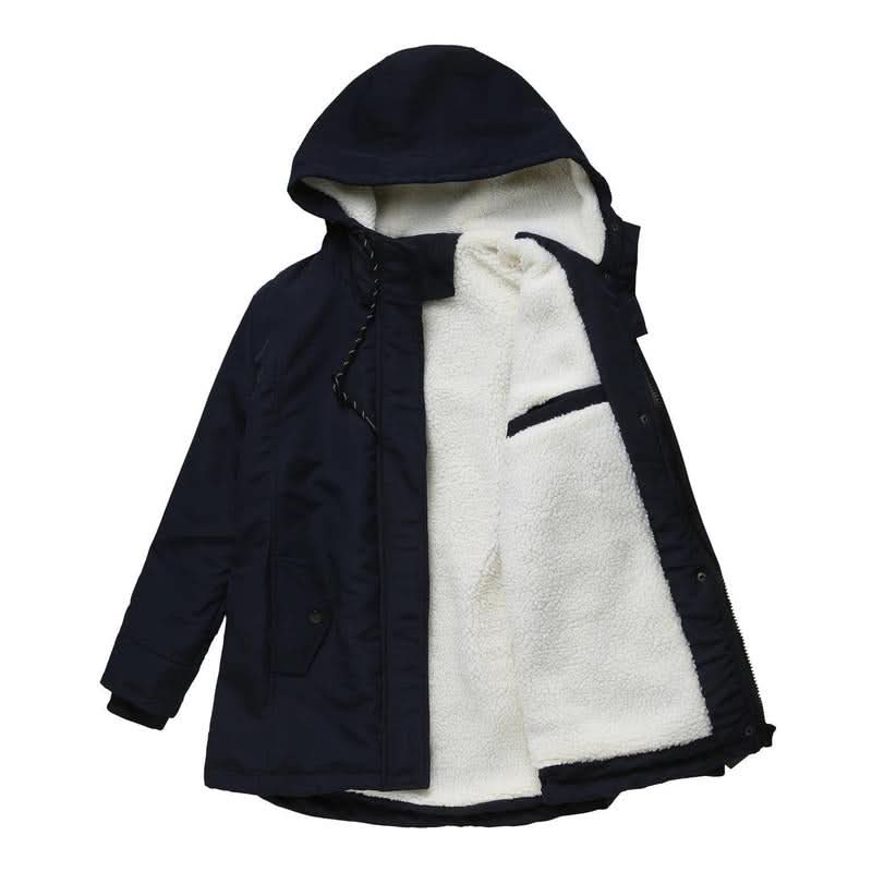 Women's Sherpa-Lined Hooded Parka — Drawstring & Flap Pockets 7