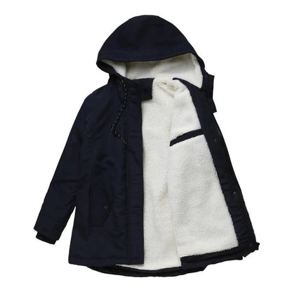 Women's Sherpa-Lined Hooded Parka — Drawstring & Flap Pockets 7