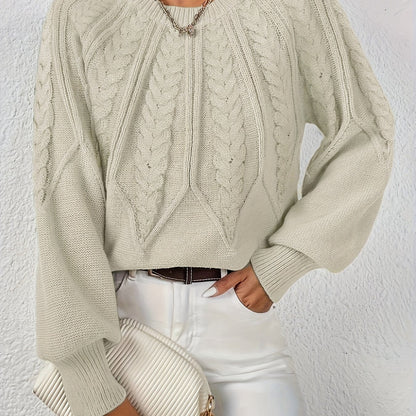Women's Cable Knit Jumper with Balloon Sleeves — 11 Colors 2
