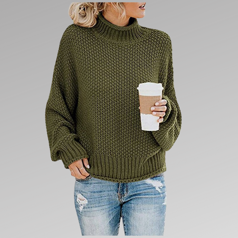 Women's Chunky Cable Knit Turtleneck Sweater — Relaxed Fit 2