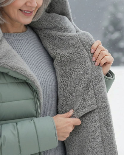 Women's Long Puffer Coat with Hood & Sherpa Lining 15