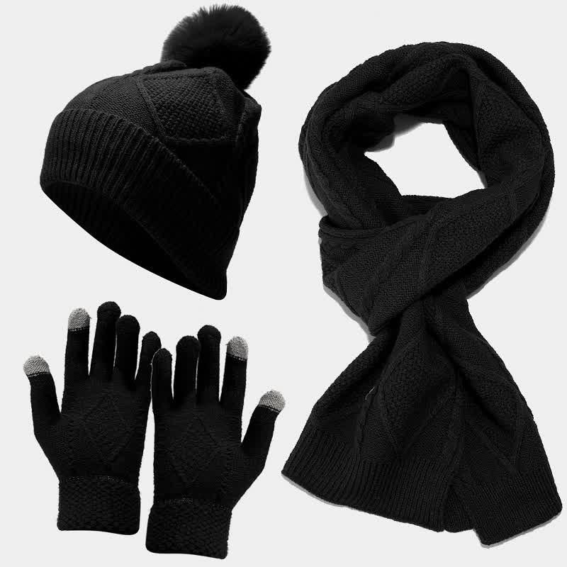 3-Piece Winter Set — Scarf, Hat & Touchscreen Gloves for Women 12
