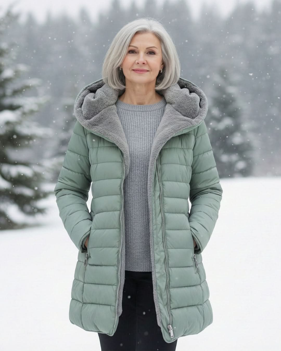 Women's Long Puffer Coat with Hood & Sherpa Lining 11