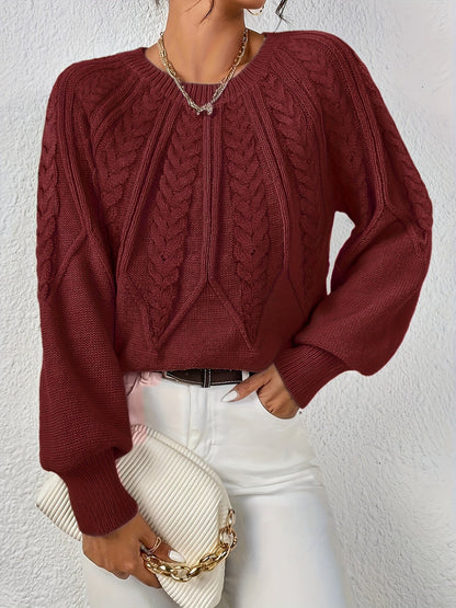 Women's Cable Knit Jumper with Balloon Sleeves — 11 Colors 16