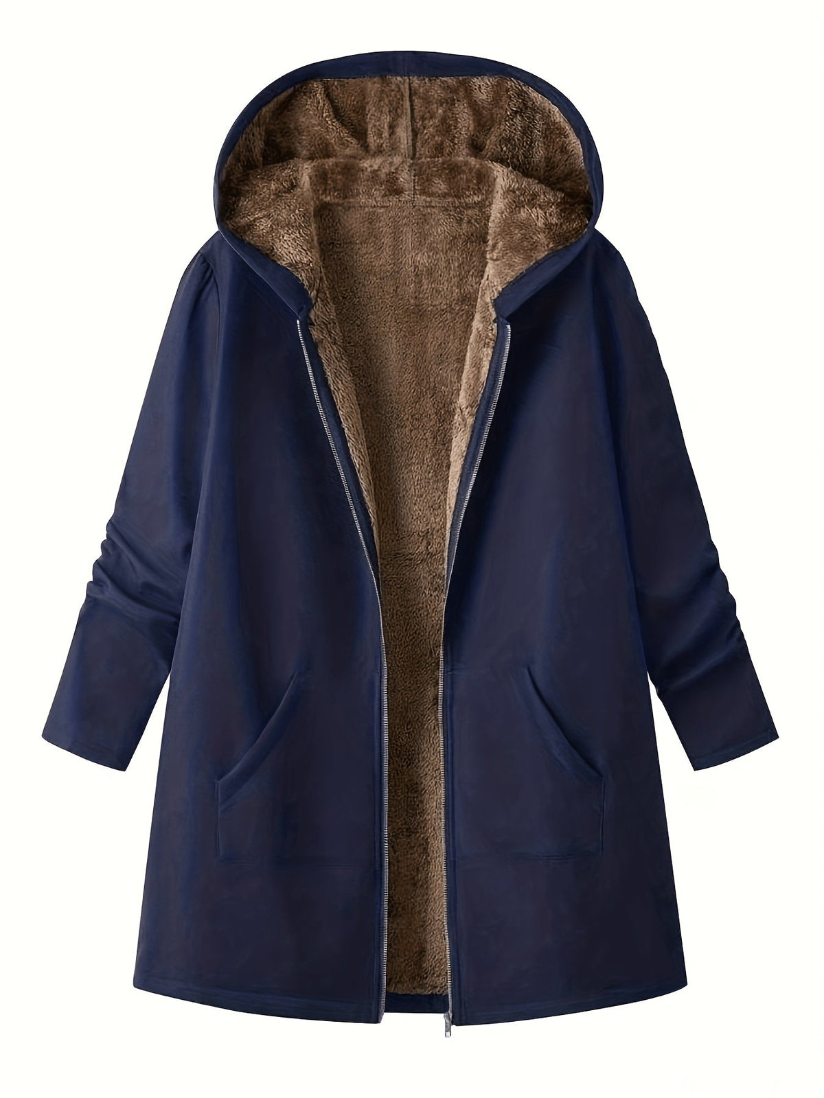 Women's Hooded Longline Coat — Cozy Plush-Lined Winter Coat 19
