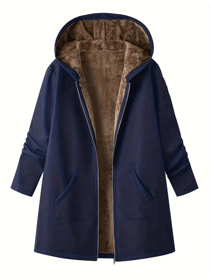 Women's Hooded Longline Coat — Cozy Plush-Lined Winter Coat 19