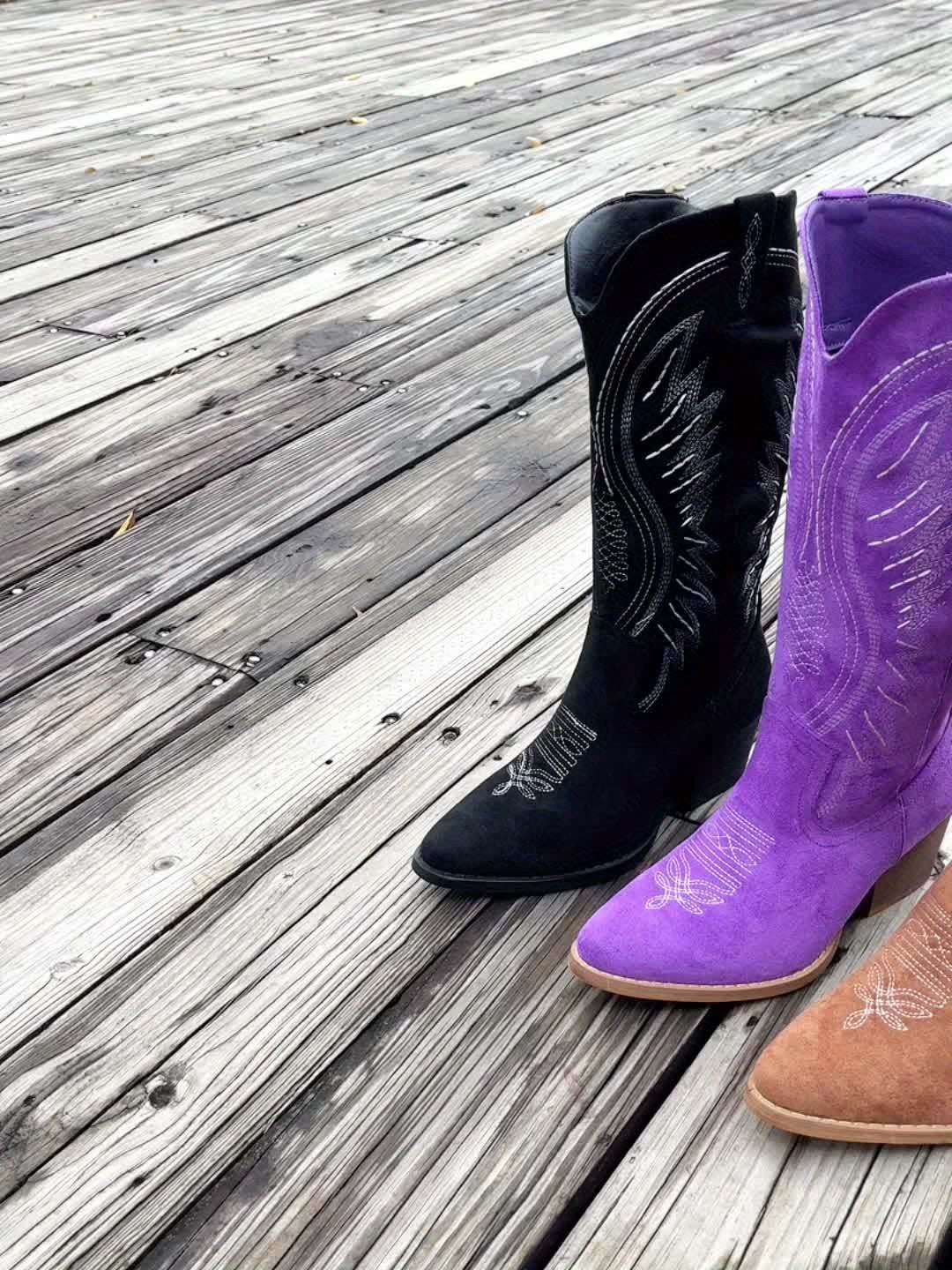 Women's Faux Suede Cowboy Boots — Ankle High Western Style 5