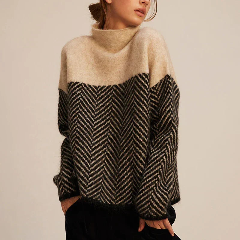 Damen Wollpullover mit Stehkragen – Warmer Strickpullover