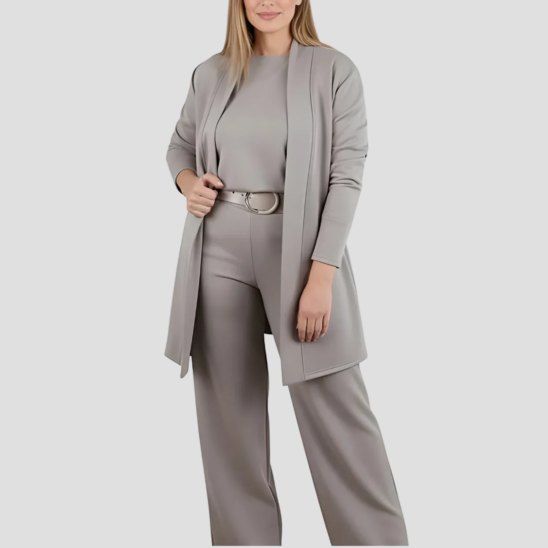 Women's 3-Piece Set Cardigan, Top & Trousers — Elegant Style 8