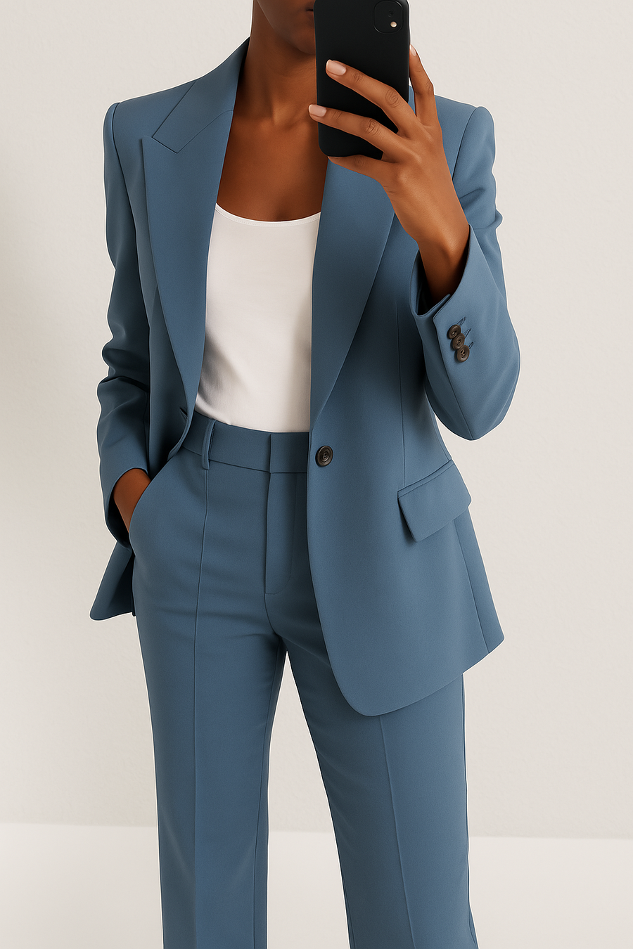 Damen Hosenanzug Set — Einknopf-Blazer mit Anzughose