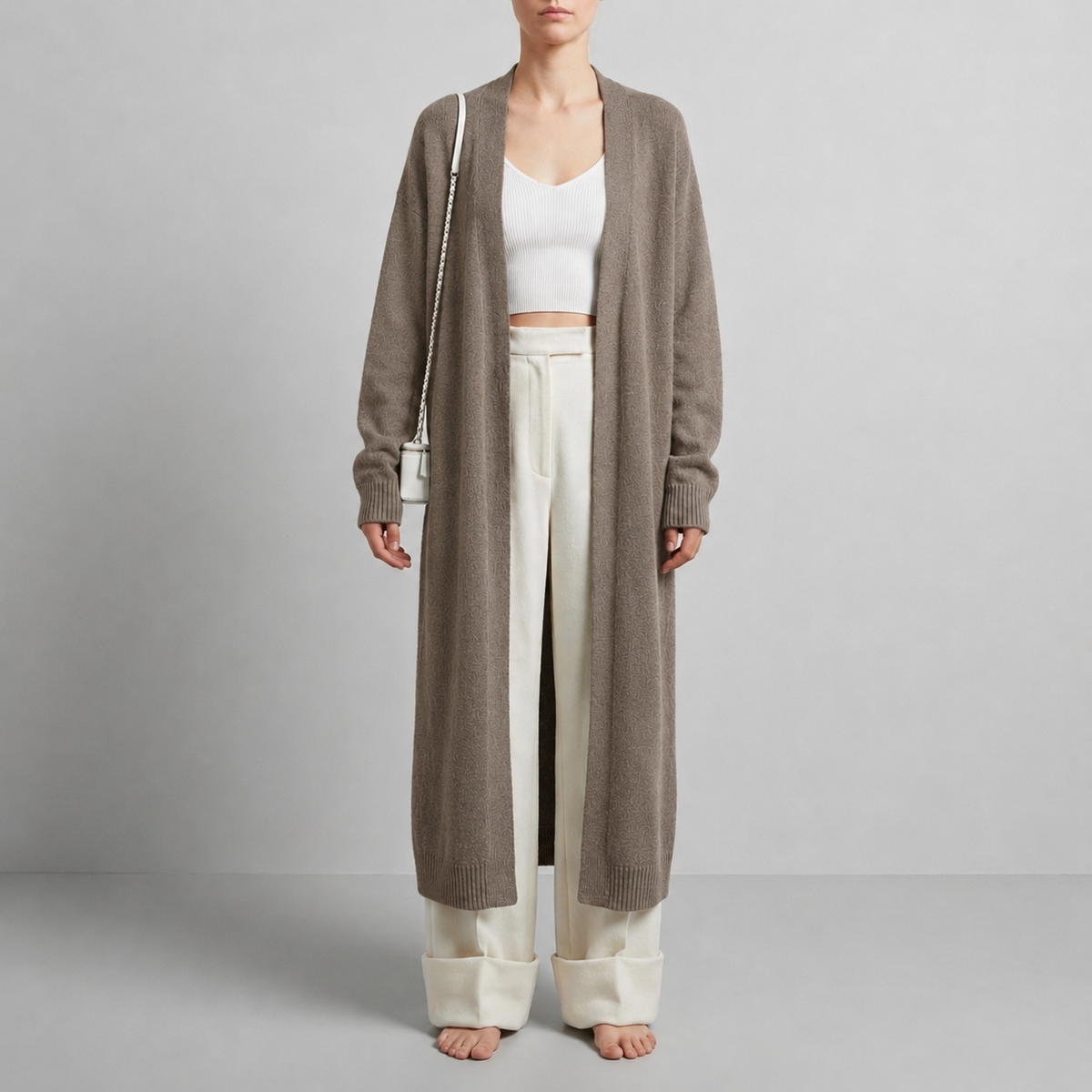 Fluffy Long Cardigan Women — Soft Knit Layering Piece 4