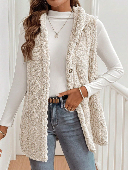 Women's Plush Vest with V-Neck — Soft & Cozy Teddy Vest 1