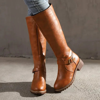 Women's Knee High Riding Boots with Buckle Detail — Elegant 1