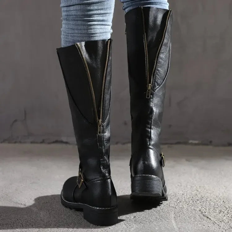Women's Knee High Riding Boots with Buckle Detail — Elegant 4