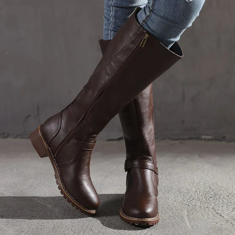 Women's Knee High Riding Boots with Buckle Detail — Elegant 2
