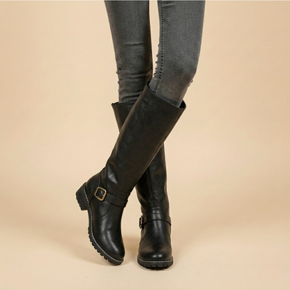 Women's Knee High Riding Boots with Buckle Detail — Elegant 6