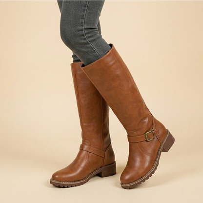 Women's Knee High Riding Boots with Buckle Detail — Elegant 7