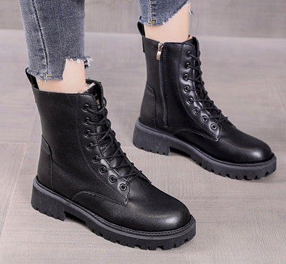 Women's Lace-Up Winter Ankle Boots — Side Zip Chunky Sole 3