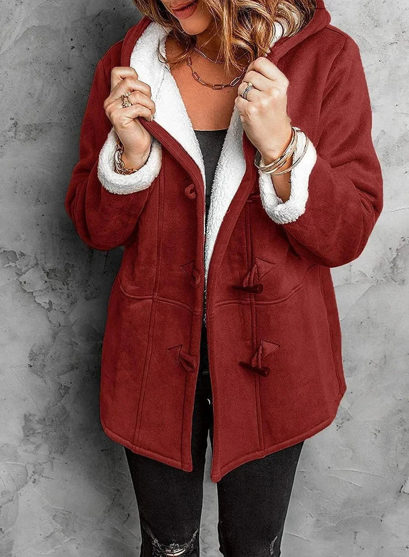 Women's Hooded Duffle Coat — Sherpa Lining & Toggle Closure 3