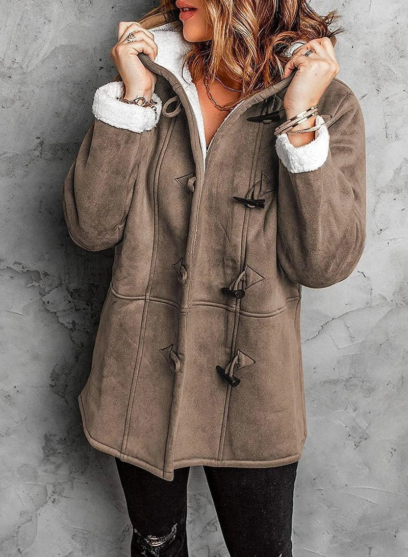 Women's Hooded Duffle Coat — Sherpa Lining & Toggle Closure 7