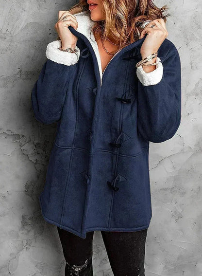 Women's Hooded Duffle Coat — Sherpa Lining & Toggle Closure 8