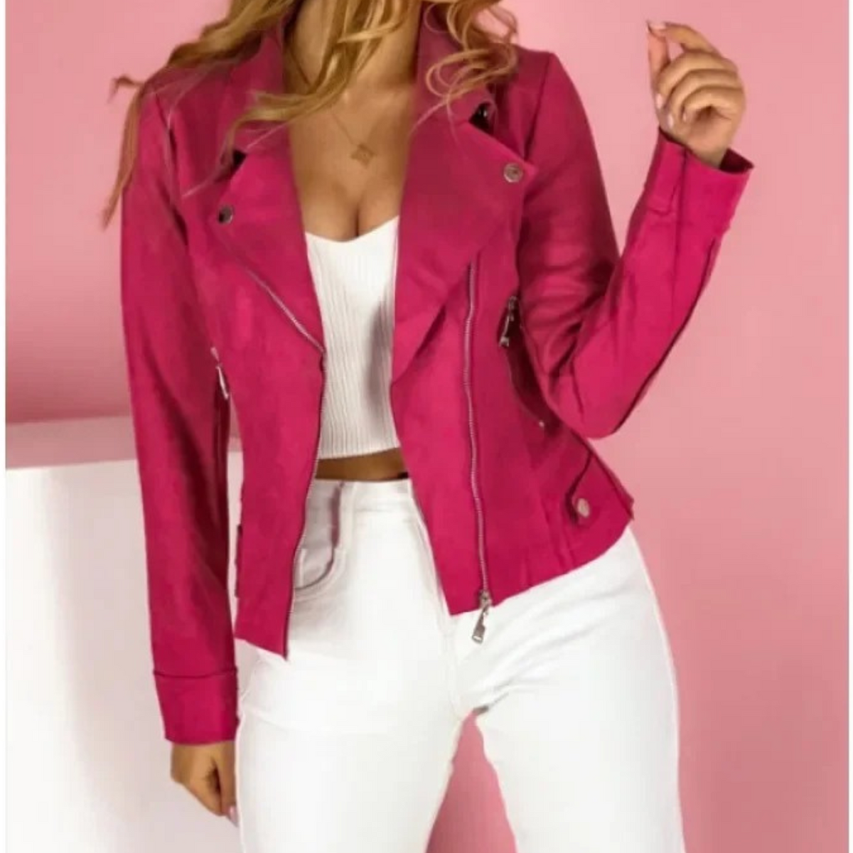 Women's PU Leather Jacket with Turn-Down Collar — S to 2XL 5