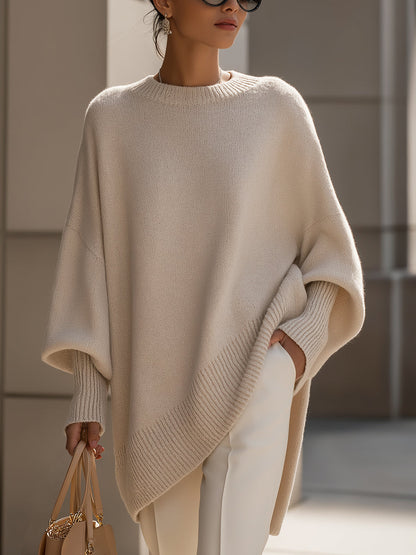 Women's Oversize Pullover — Asymmetric Hem, Soft & Elegant 1