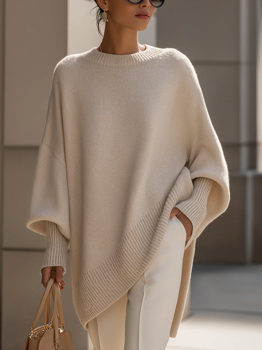 Women's Oversize Pullover — Asymmetric Hem, Soft & Elegant 1
