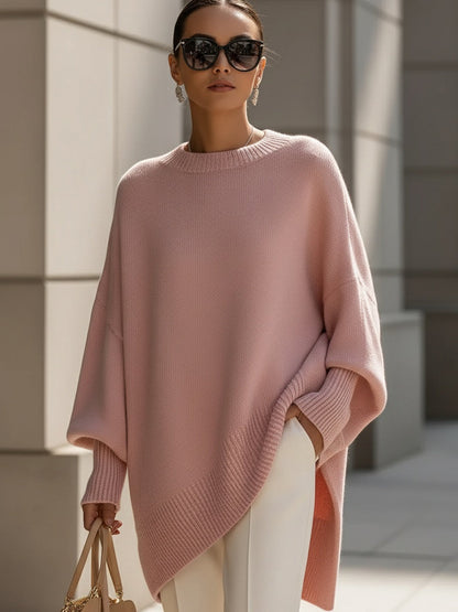 Women's Oversize Pullover — Asymmetric Hem, Soft & Elegant 2