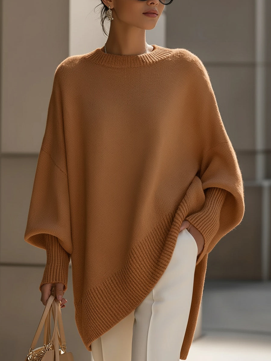 Women's Oversize Pullover — Asymmetric Hem, Soft & Elegant 4
