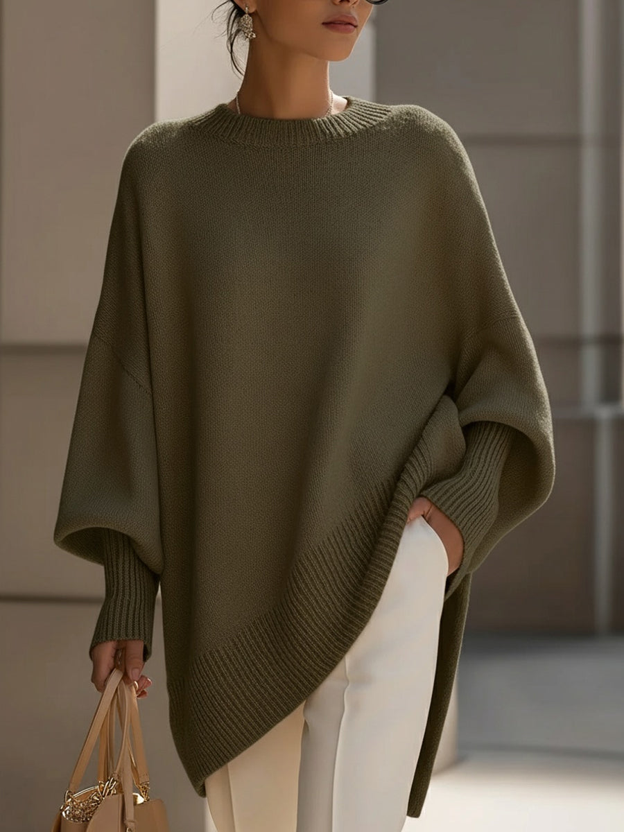 Women's Oversize Pullover — Asymmetric Hem, Soft & Elegant 6