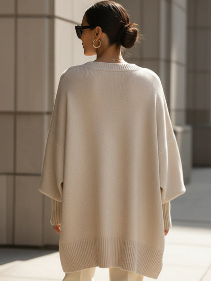 Women's Oversize Pullover — Asymmetric Hem, Soft & Elegant 8