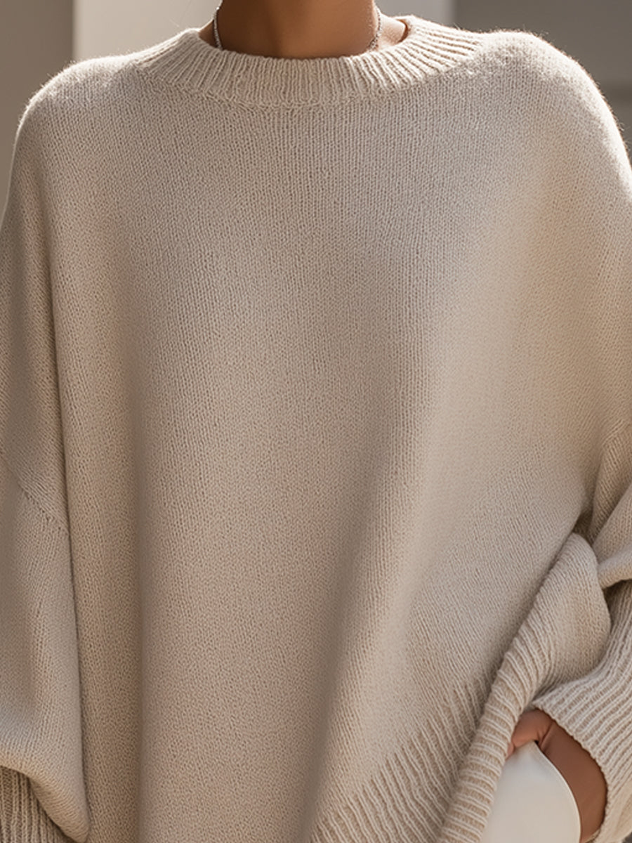 Women's Oversize Pullover — Asymmetric Hem, Soft & Elegant 9