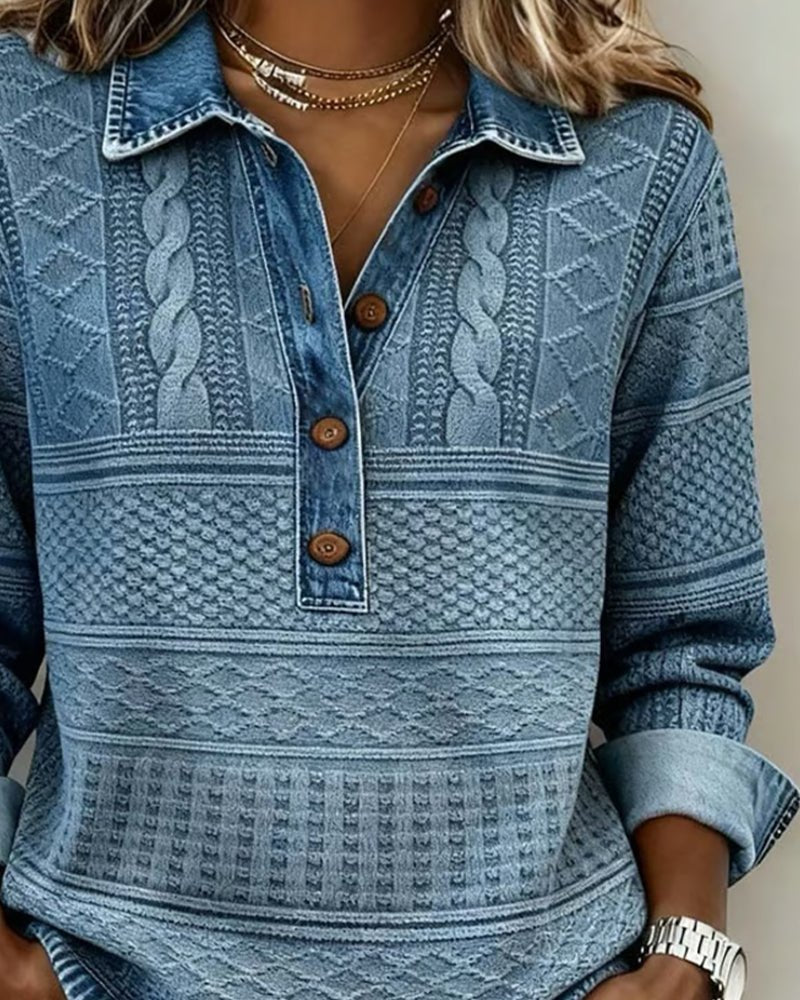 Women's Cable Knit Sweater — Half-Button Turtleneck Regular Fit 6