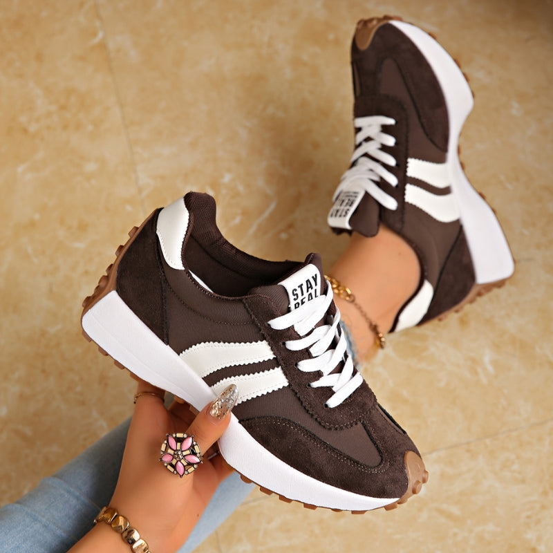 Women's Retro Platform Sneakers — Vintage Faux Suede Casual 3